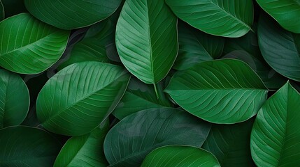 Aufkleber - Tropical frame concept. A lush background of vibrant green leaves showcasing nature's beauty and diversity.