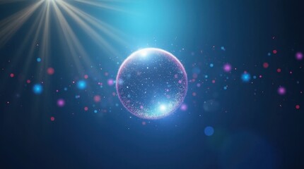 Wall Mural - Glowing Blue Orb with Scattered Color Dots