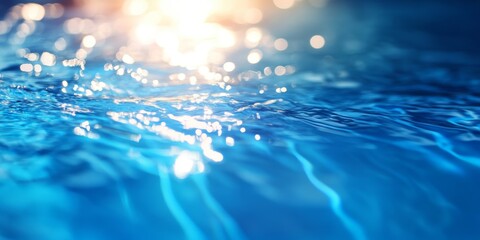 Leinwandbilder - Closeup blur abstract of blue water surface, showcasing the beautiful reflections of sunlight. This blue water image serves as a perfect background for graphic design and creative projects.