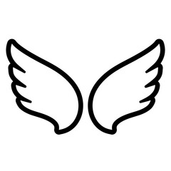 Line art wings png icon sticker, minimal design on transparent background