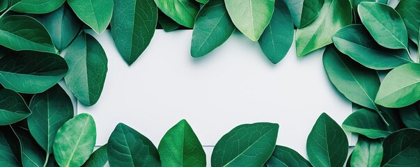 Aufkleber - Tropical frame concept. Vibrant green leaves frame a blank space, symbolizing nature's beauty and freshness.