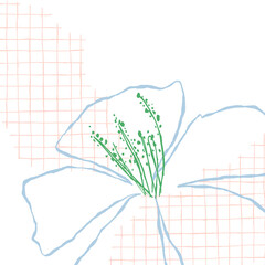 Wall Mural - Hibiscus png background aesthetic doodle with grid