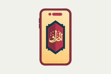 Poster - Vector illustration of a smartphone with artistic design and Arabic calligraphy displayed on the screen in a modern style