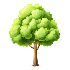 Canvas Print - A vibrant, stylized tree with lush green leaves against a plain white background, perfect for nature-themed designs, educational materials, or eco-friendly branding,