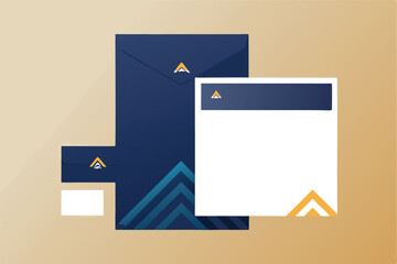 Aufkleber - Vector design showing branding materials including letterhead, business cards, and envelope in modern colors and shapes for professional use