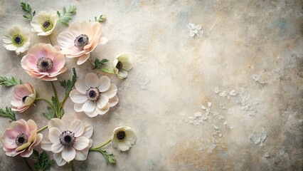 Wall Mural - Elegant Pastel Anemones Arranged on a Textured Background