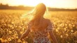 © BG_Illustrations - Woman Spinning in a Sunlit Countryside Field