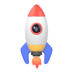 Poster - Rocket icon  png sticker, 3D rendering illustration, transparent background