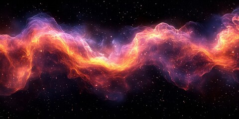 Wall Mural - Nebula galaxy waves with glowing edges. Generative AI