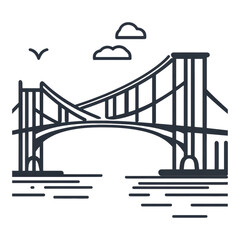Poster - Curved Bridge Icon, a sleek design featuring geometric lines and curves, symbolizing connectivity and modern architecture.