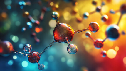 Poster - Molecule connection. Science abstract round shapes and forms graphic water or paint ink explosion chemistry communication vector concept