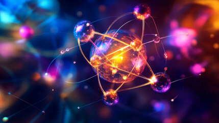 Poster - Molecule connection. Science abstract round shapes and forms graphic water or paint ink explosion chemistry communication vector concept