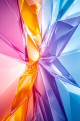 Poster - Bright, abstract shapes intertwine, creating a captivating pattern of colors reflecting light beautifully in a dynamic composition