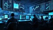 © Nazar - A group of traders in a bustling stock market analyzing charts on multiple monitors.