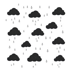 Poster - Raindrop Pattern on Transparent Background, a graceful design of a raincloud with evenly spaced drops, ideal for digital projects and designs