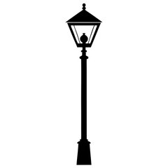 Poster - Lamp post silhouette on white background