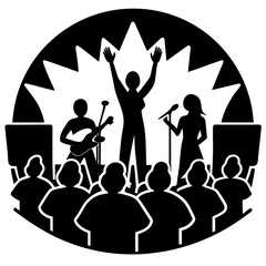 Poster - Music concert silhouette on white background