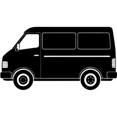 Wall Mural - Van silhouette on white background