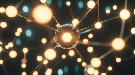 Poster - Abstract Particle Connection with Glowing Points and Network Structure