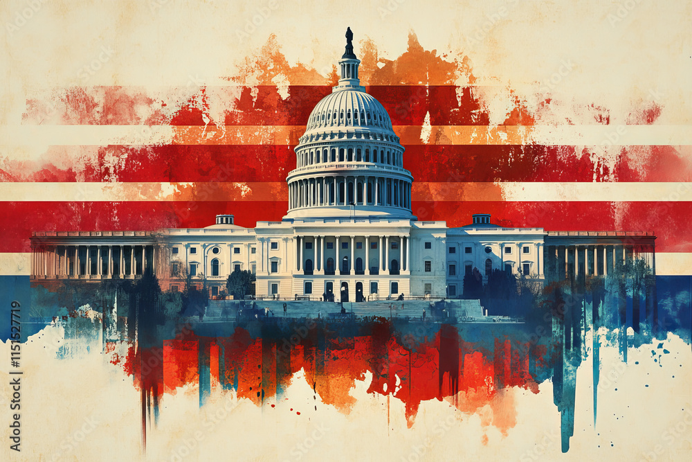 Presidential inauguration 2025 usa 20 january banner design template