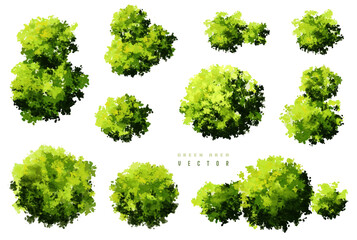 Wall Mural - vertor set of green tree,plants top view for landscape plan,schematic layout,eco environment concept
