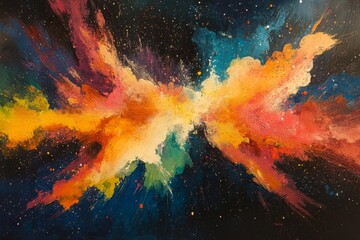 Wall Mural - Cosmic explosions creating radiant, energetic abstract depth. Generative AI