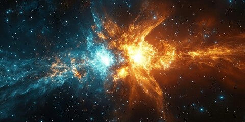 Wall Mural - Cosmic explosions merging stars and abstract colors. Generative AI