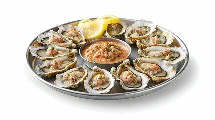 Wall Mural - Fresh Oysters with Zesty Sauce: A Culinary Delight