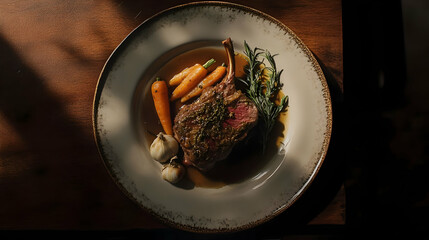 Wall Mural - Roasted Lamb with Rosemary, Garlic, and Carrots: A Delicious Dish