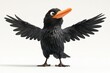 © Mandeep - a cartoon bird with black feathers and an orange beak has its wings spread