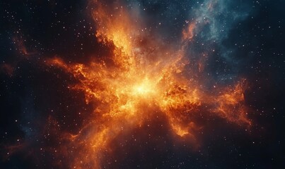 Wall Mural - Cosmic visuals merging stars and radiant abstract explosions. Generative AI