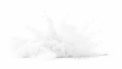 Wall Mural - White Powder Explosion, Bright white paint color powder explosion. White powder explosion cloud against white background. White dust particle splash. 