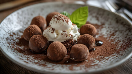 Wall Mural - Scrumptious Chocolate Truffles with Whipped Cream