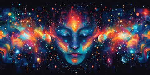 Wall Mural - Deep space designs blending cosmic and abstract patterns. Generative AI