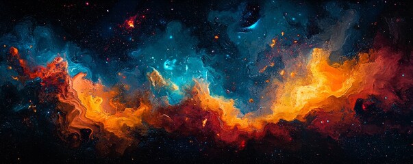 Wall Mural - Deep space rendered in bold cosmic abstract styles. Generative AI