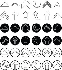 Poster - Upward arrows icons Set. Scroll illustration signs. Animation of arrow bouncing as it slide up. Graphic outline designs elements suitable for apps and websites isolated on transparent background.
