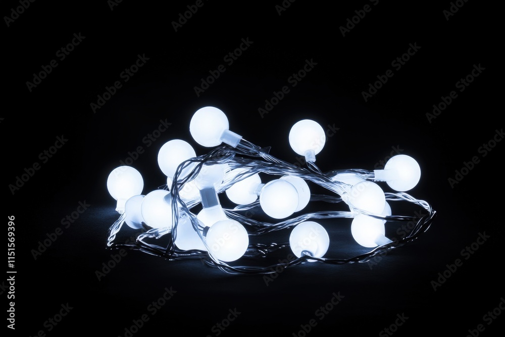 Bright, round lights glow against a dark background, creating a warm and inviting atmosphere. These string lights are ideal for evening celebrations or cozy gatherings, enhancing the ambiance.