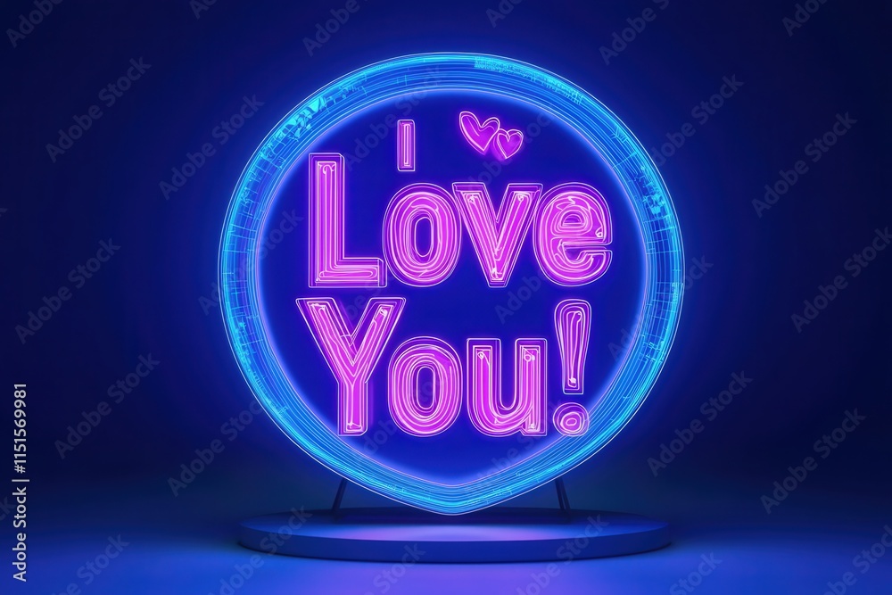 A bright and colorful neon sign showcases the phrase I Love You! illuminated against a dark backdrop. The design glows with energy, creating a romantic atmosphere perfect for special occasions.