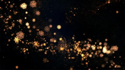 Wall Mural - Two Gold and Lux Snowflake flow Looped Background V03