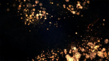 Wall Mural - Two Gold and Lux Snowflake flow Looped Background V01