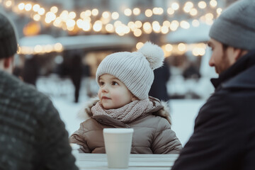 parent and child at the christmas market