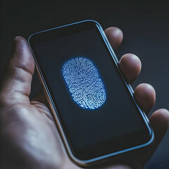 Wall Mural - Smartphone Fingerprint Scan Illustration