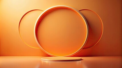 Sticker - Abstract Orange Cylindrical Platform Display with Circular Backdrop