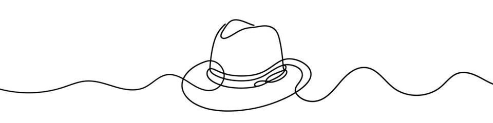 Wall Mural - continuous line is creating a stylish hat in this minimalist vector illustration