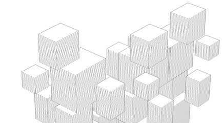 Poster -  abstract modular architecture 3d rendering