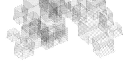 Poster -  abstract modular architecture 3d rendering