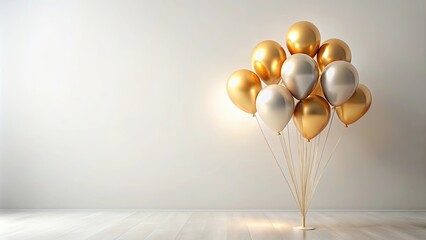 Wall Mural - Elegant Gold and Silver Balloons in a Minimalist Room