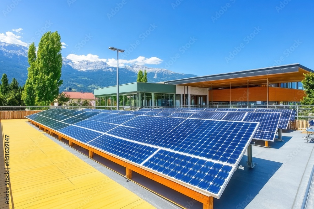 Educational Rooftop Students engaging with solar panels on school rooftop educational ...