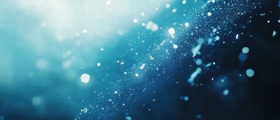 Poster - Abstract Blue Background with Glowing Light Particles and Bokeh Effect