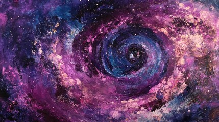 Poster - Abstract Cosmic Swirl with Vibrant Colors and Starry Nebula Effect